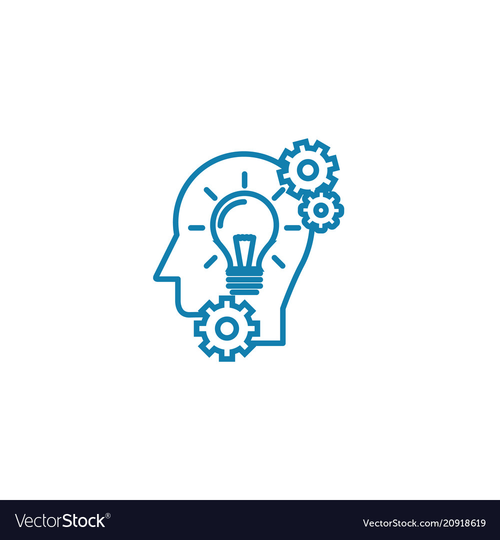 Thinking Process Linear Icon Concept Royalty Free Vector