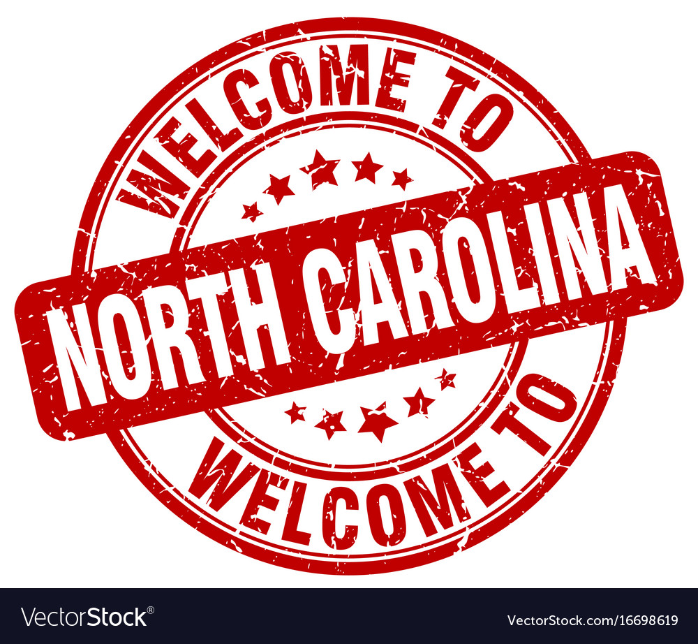 Welcome to north carolina red round vintage stamp