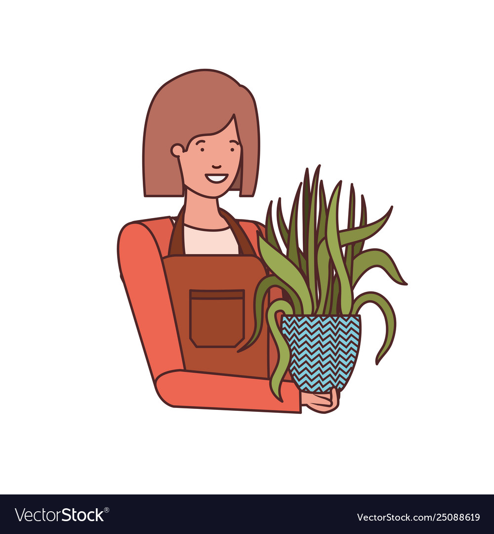 Woman with houseplant avatar character Royalty Free Vector