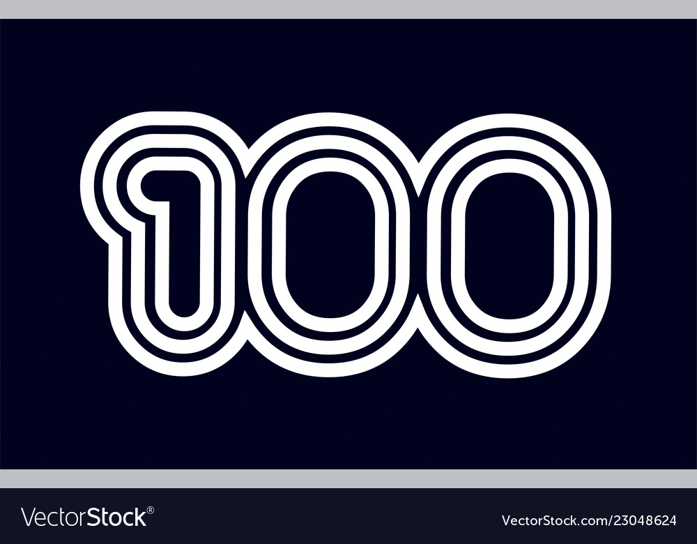 Black and white number 100 logo company icon Vector Image