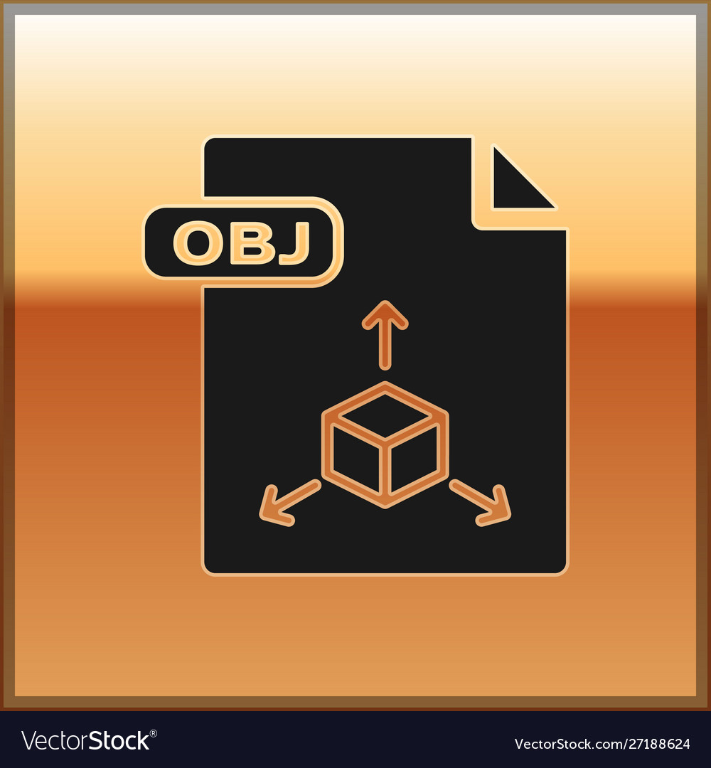 Black obj file document download button icon vector image Black obj file document download button icon