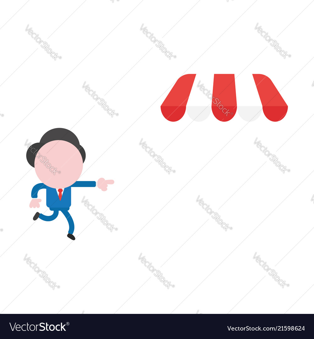 Businessman character pointing and running vector image Businessman character pointing and running