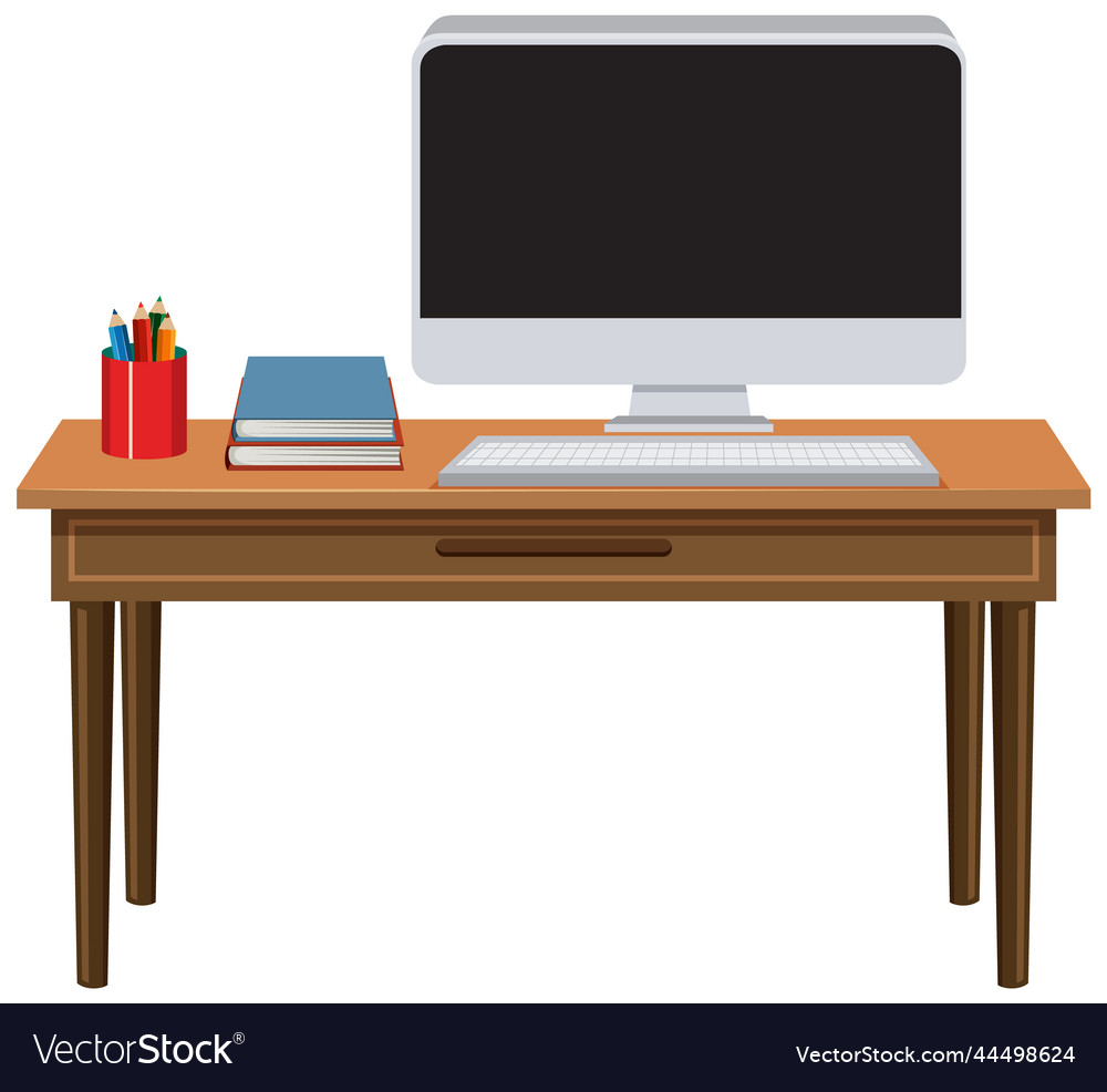 Computer and stationary objects on the desk