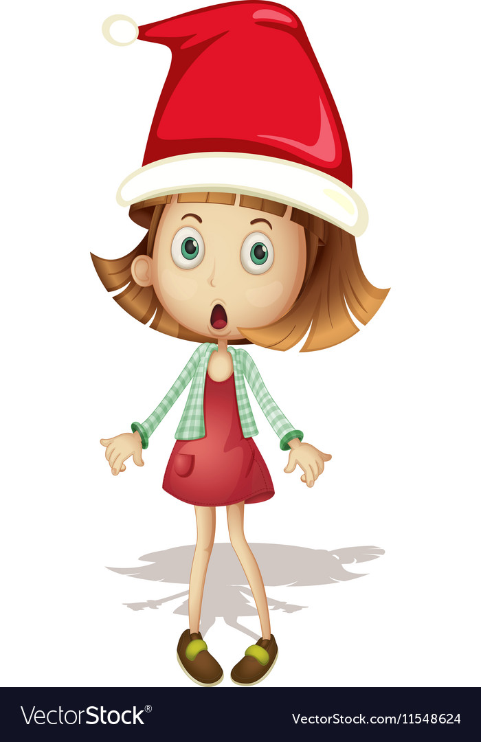 Cute girl wearing santa hat Royalty Free Vector Image