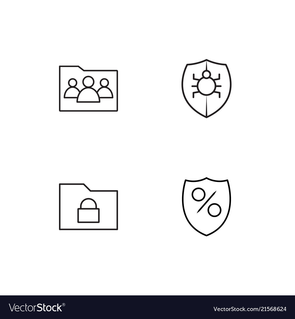 Cyber security linear icons set simple outline