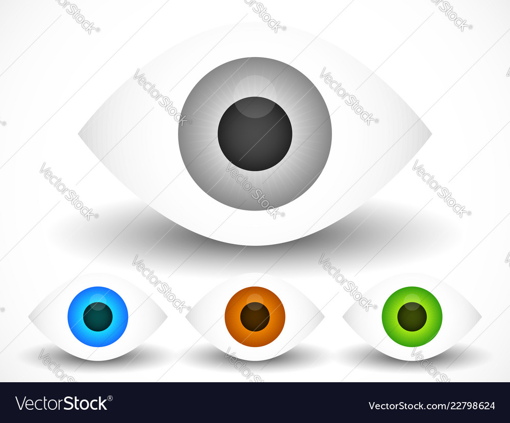 Eye eyeball graphics in different colors gray