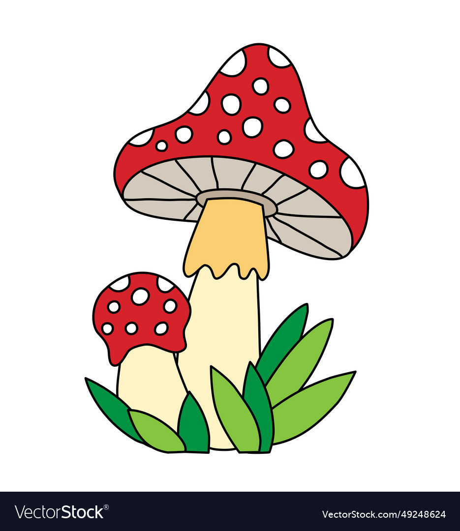 Fly agaric children doodle template Royalty Free Vector