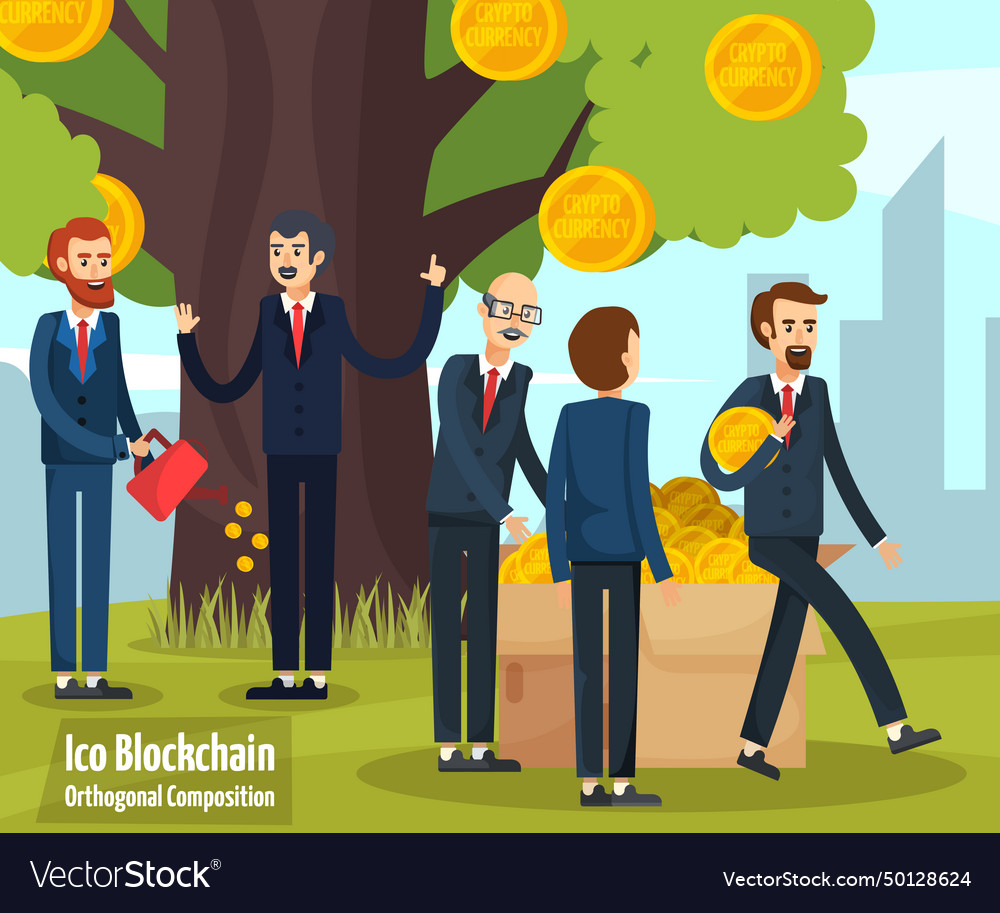 Ico blockchain orthogonal composition Vector Image Ico blockchain orthogonal composition