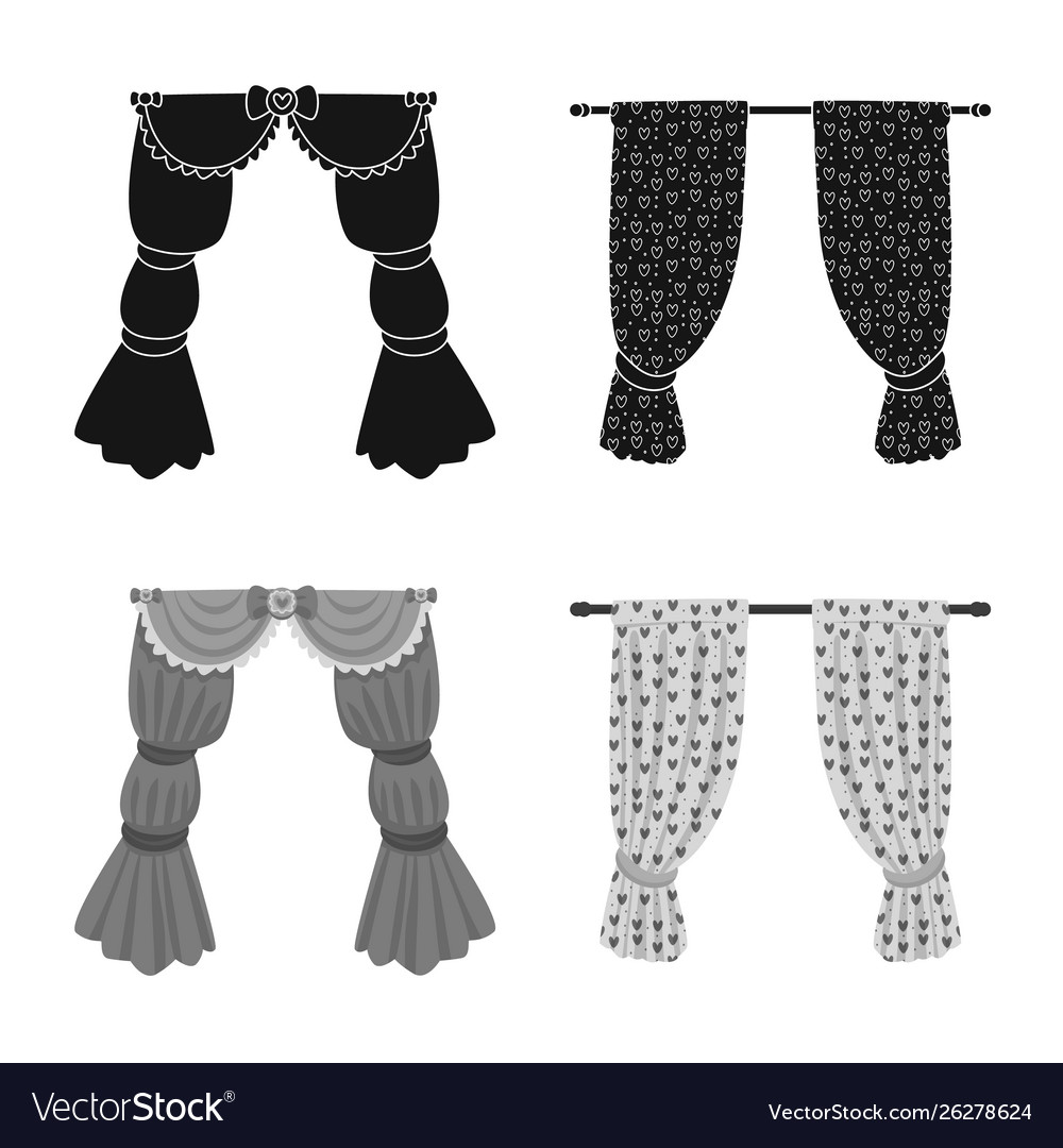 Isolated object curtains and drapes symbol set