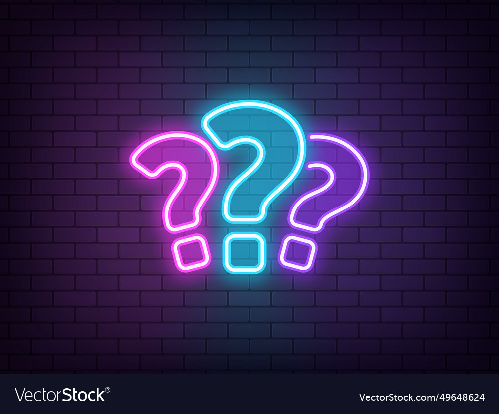 Outline 3 neon questions colorful icon glowing