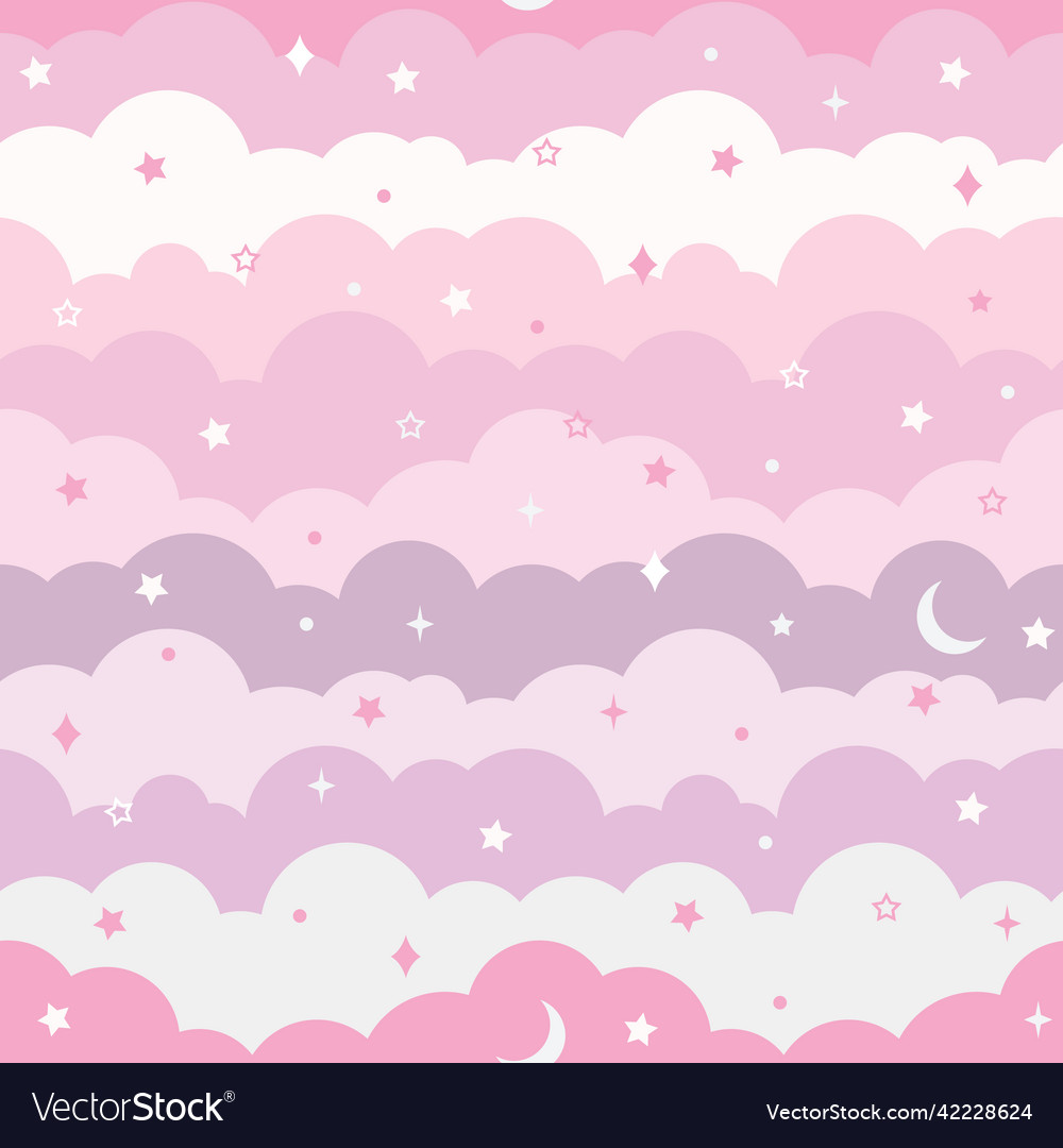 Pink clouds cute pattern seamless background