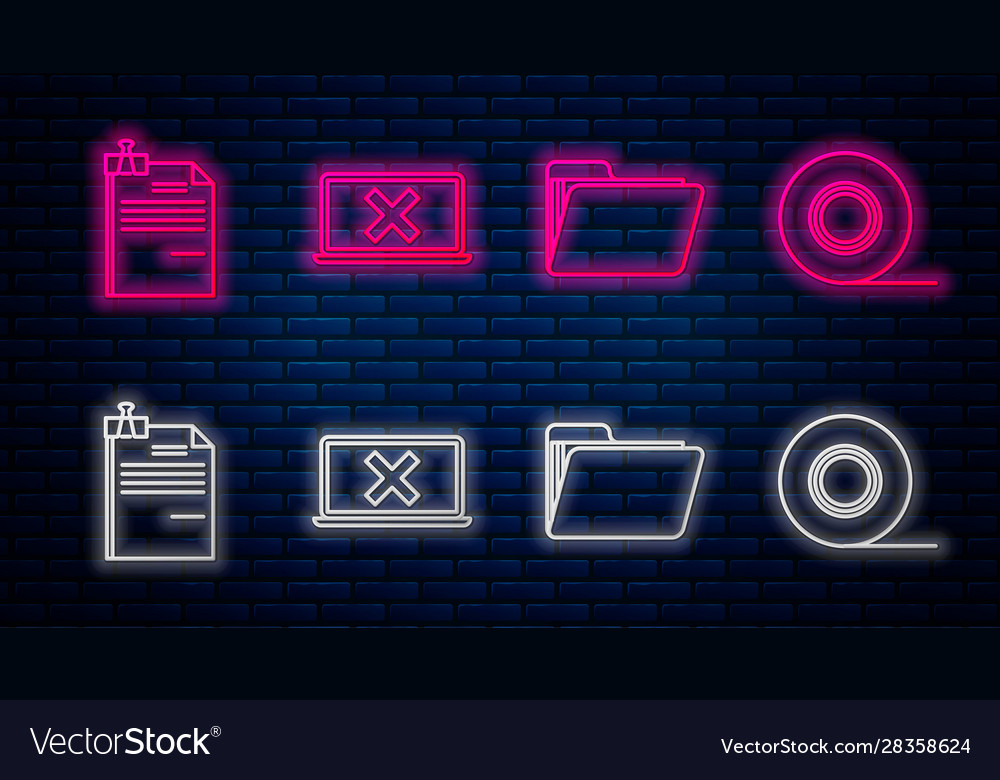 Set line laptop and cross mark on screen document