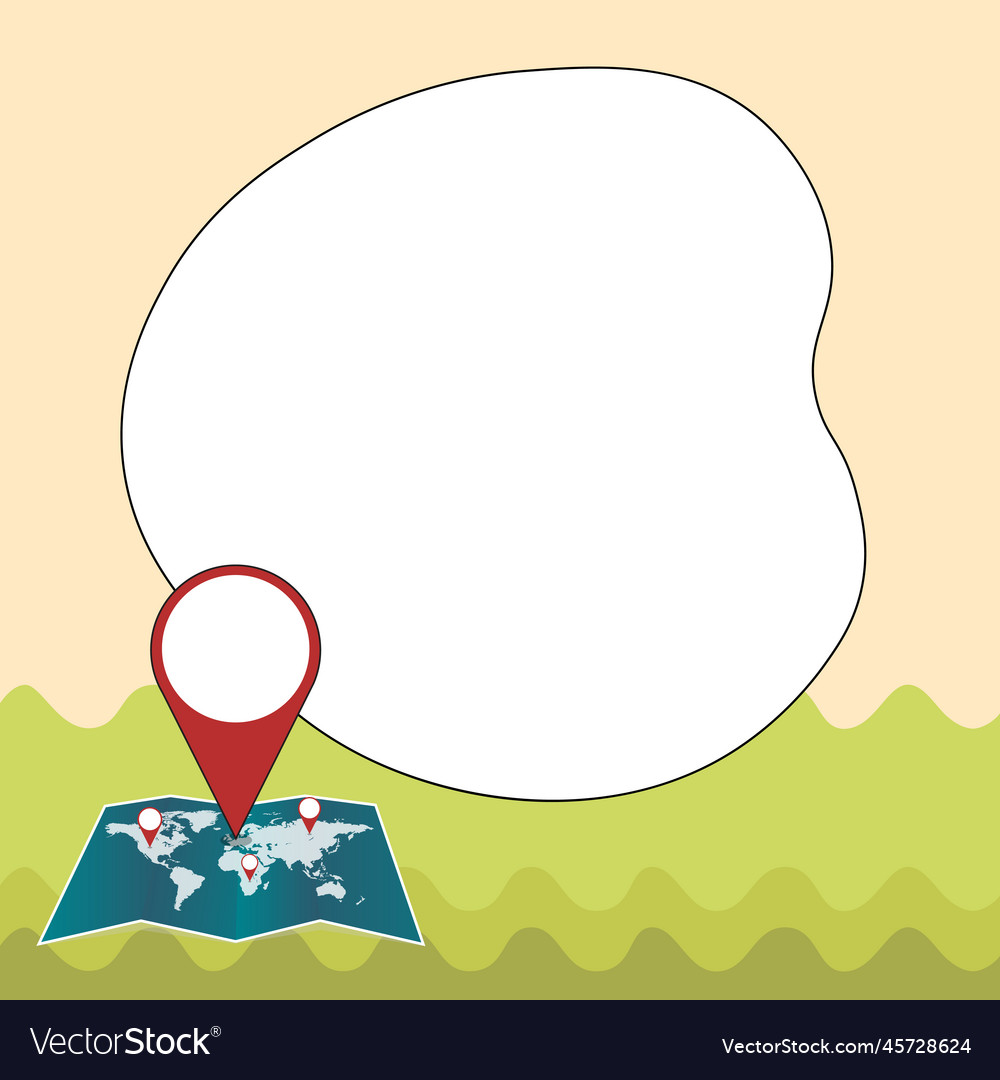 Speech bubble with important message above map vector image Speech bubble with important message above map