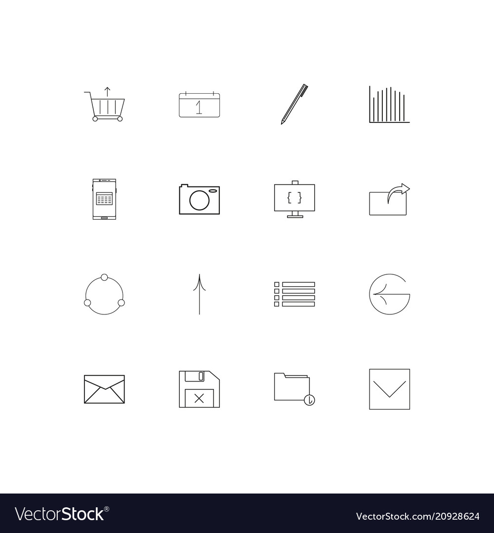 User interface linear thin icons set outlined