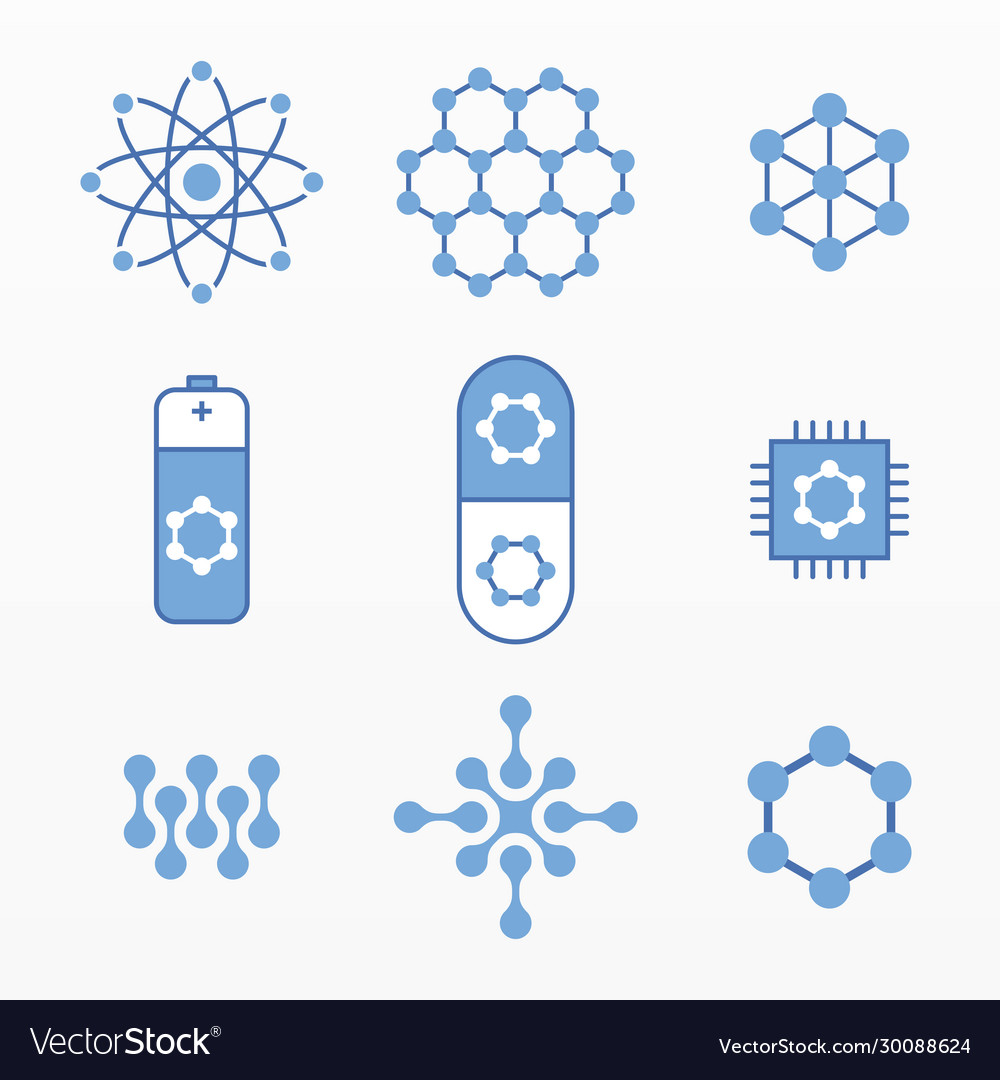 Variety Nanotechnology Elements Set Royalty Free Vector