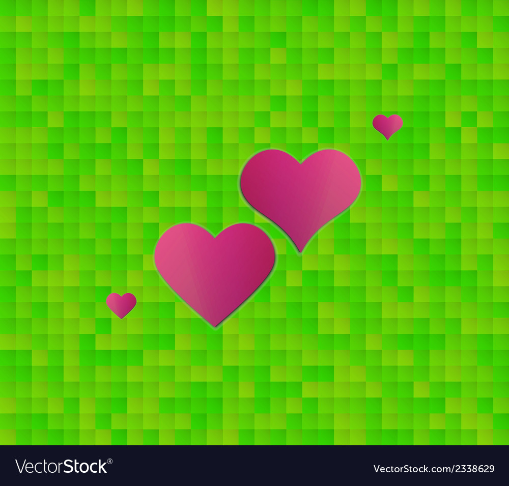 Abstract green background with squares and red