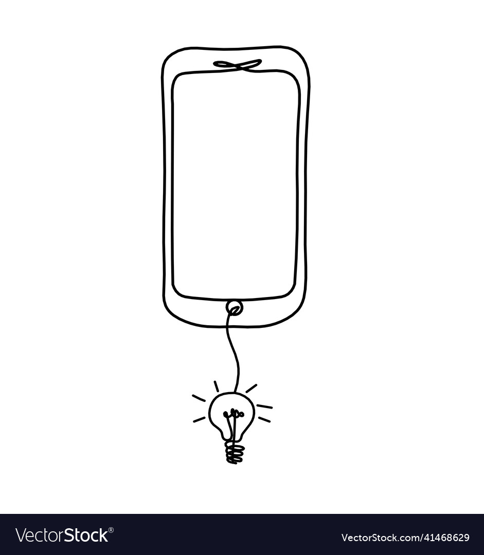 Abstract handset mobile with lightbulb as line Vector Image Abstract handset mobile with lightbulb as line