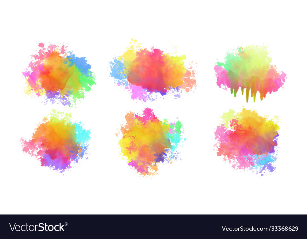 Abstract set colorful watercolor splatters Vector Image