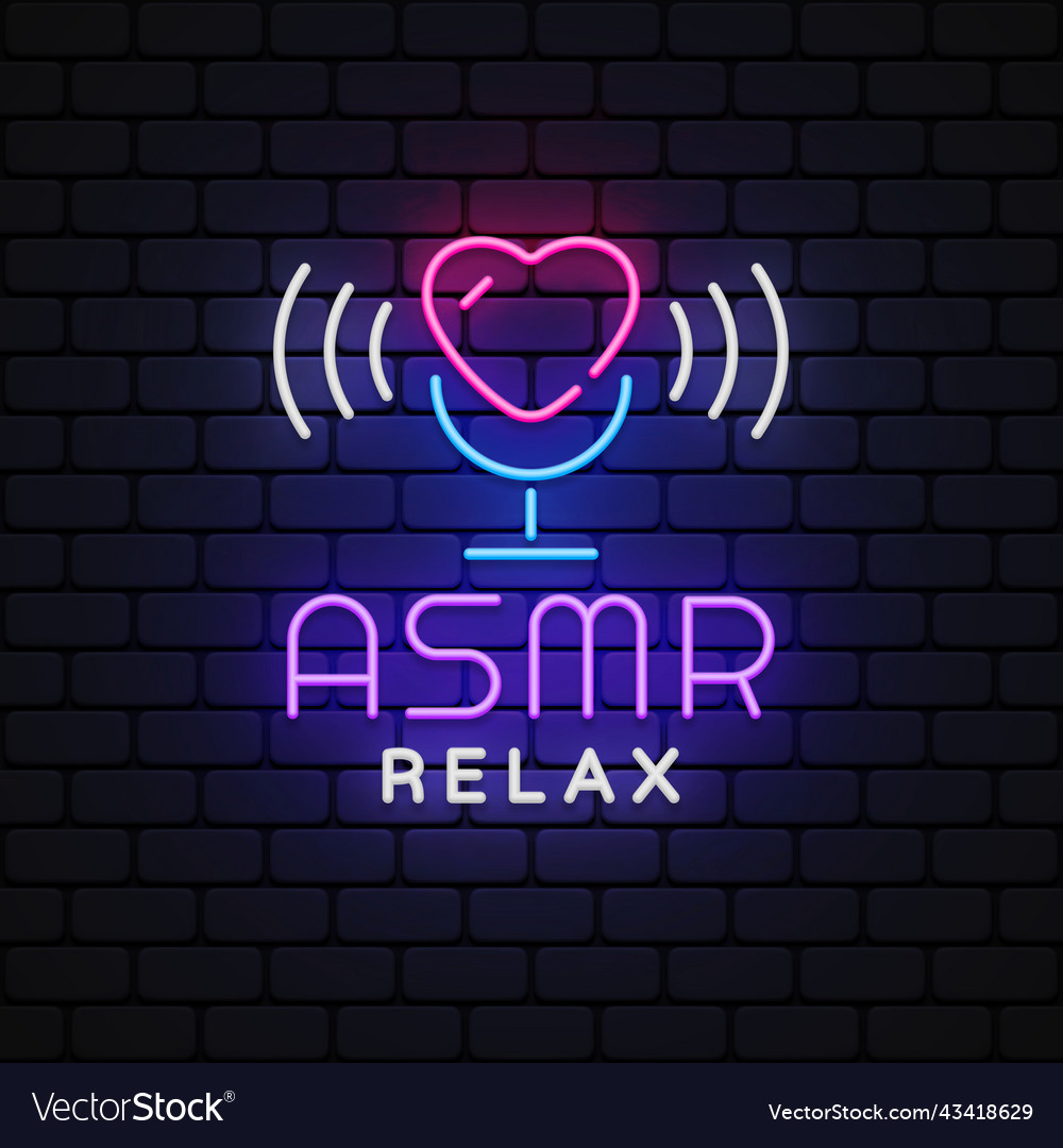 Asmr relax neon logo neon Royalty Free Vector Image