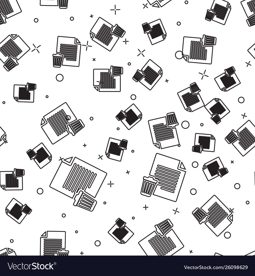 Black delete file document icon isolated seamless