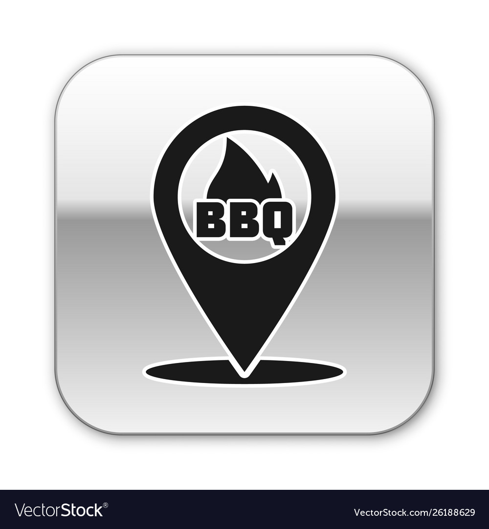 Black map pointer with barbecue icon isolated Vector Image Black map pointer with barbecue icon isolated