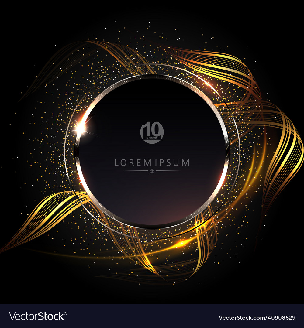 Black round frame with shiny border vector image Black round frame with shiny border