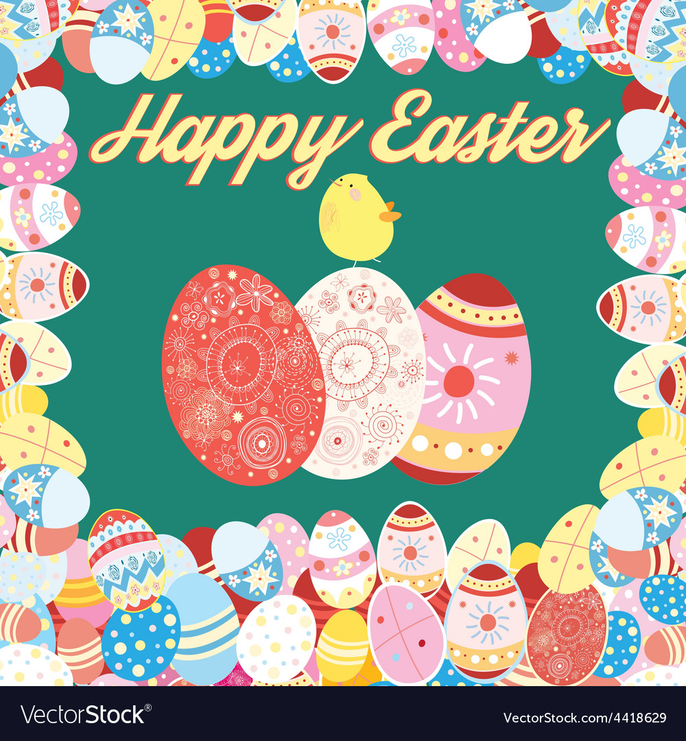 Easter card with colored eggs