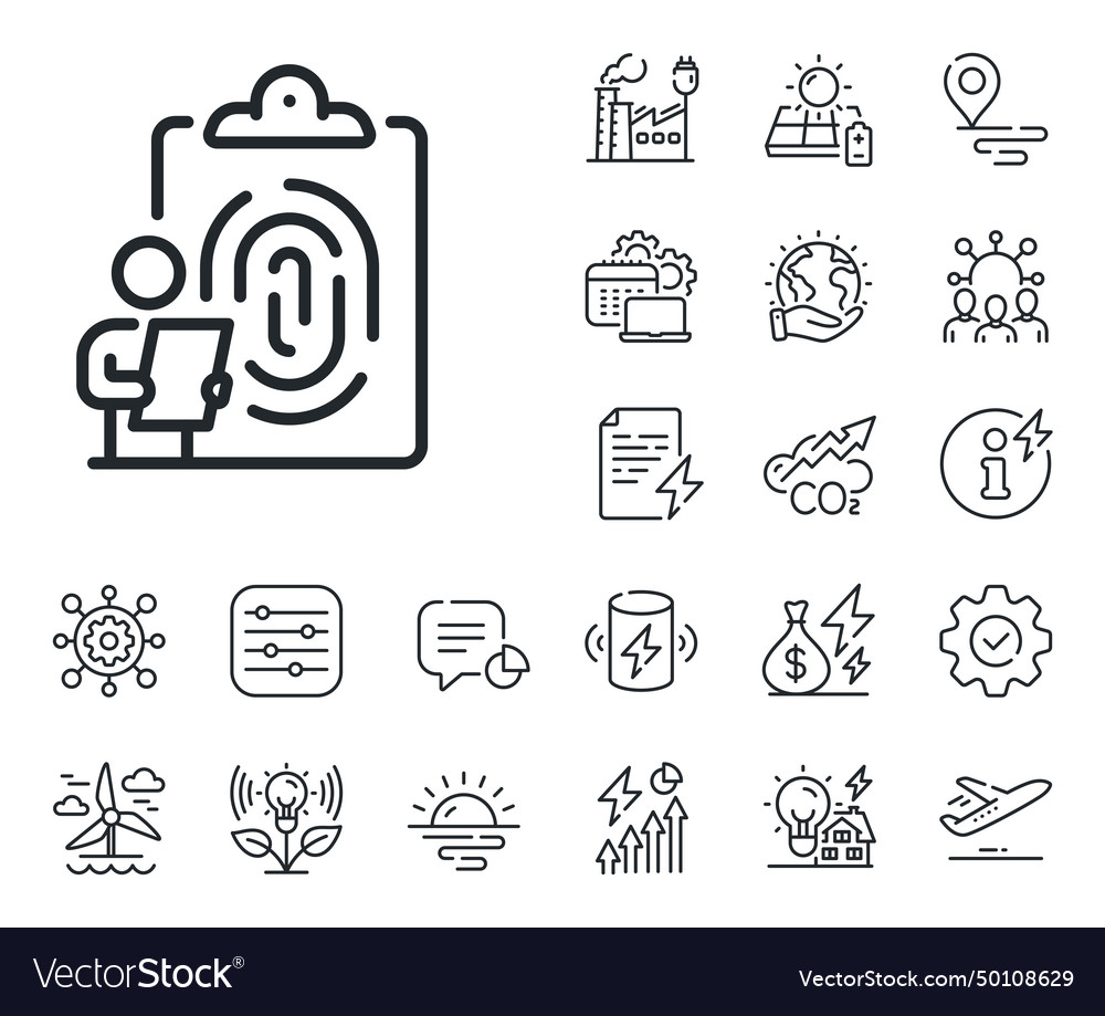 Fingerprint clipboard line icon finger print scan Vector Image Fingerprint clipboard line icon finger print scan
