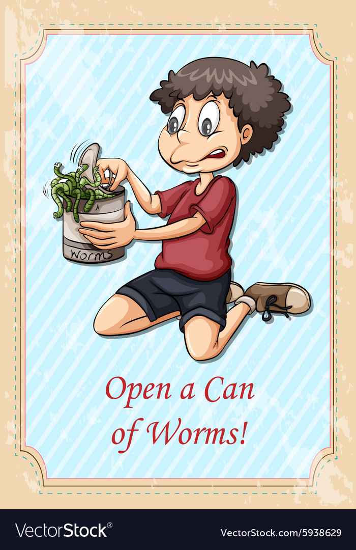 Idiom open a can of worms Royalty Free Vector Image