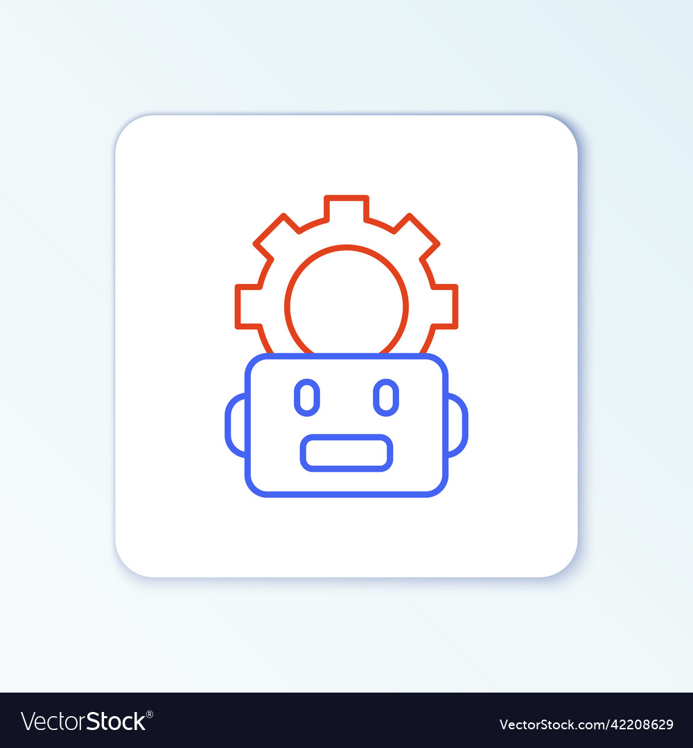 Line robot setting icon isolated on white vector image Line robot setting icon isolated on white