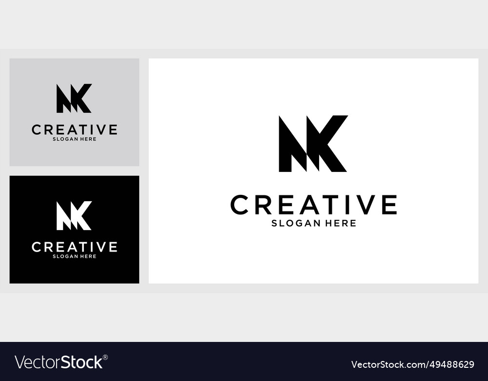 Mk or km initial letter logo design Royalty Free Vector