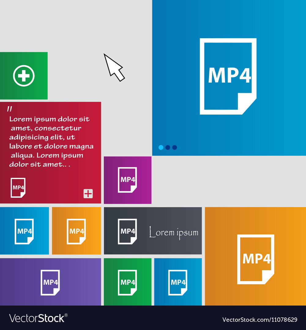 Mp4 icon sign buttons modern interface website