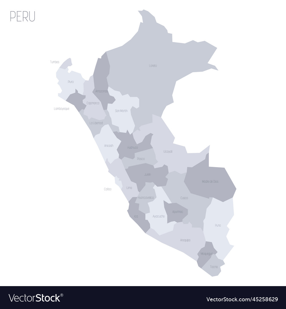 Peru political map of administrative divisions vector image Peru political map of administrative divisions
