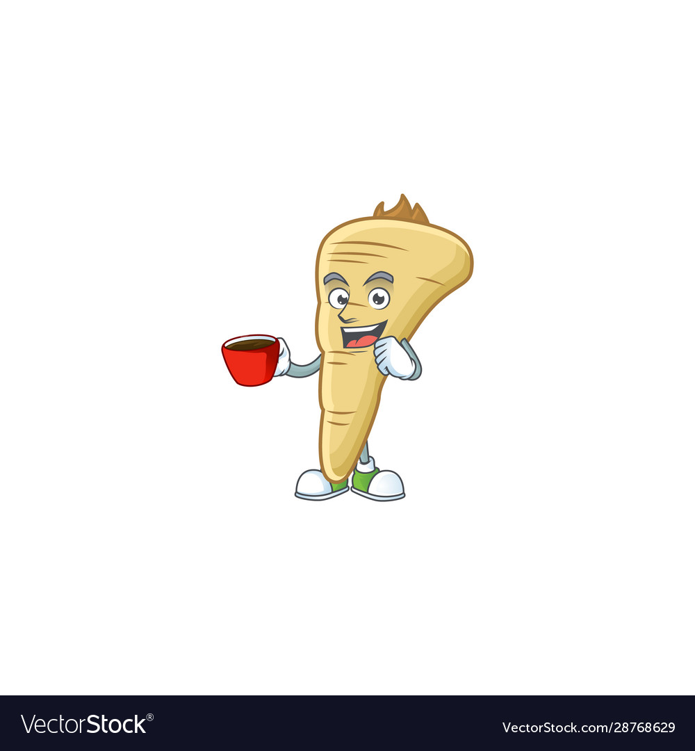 Picture parsnip character with a cup coffee