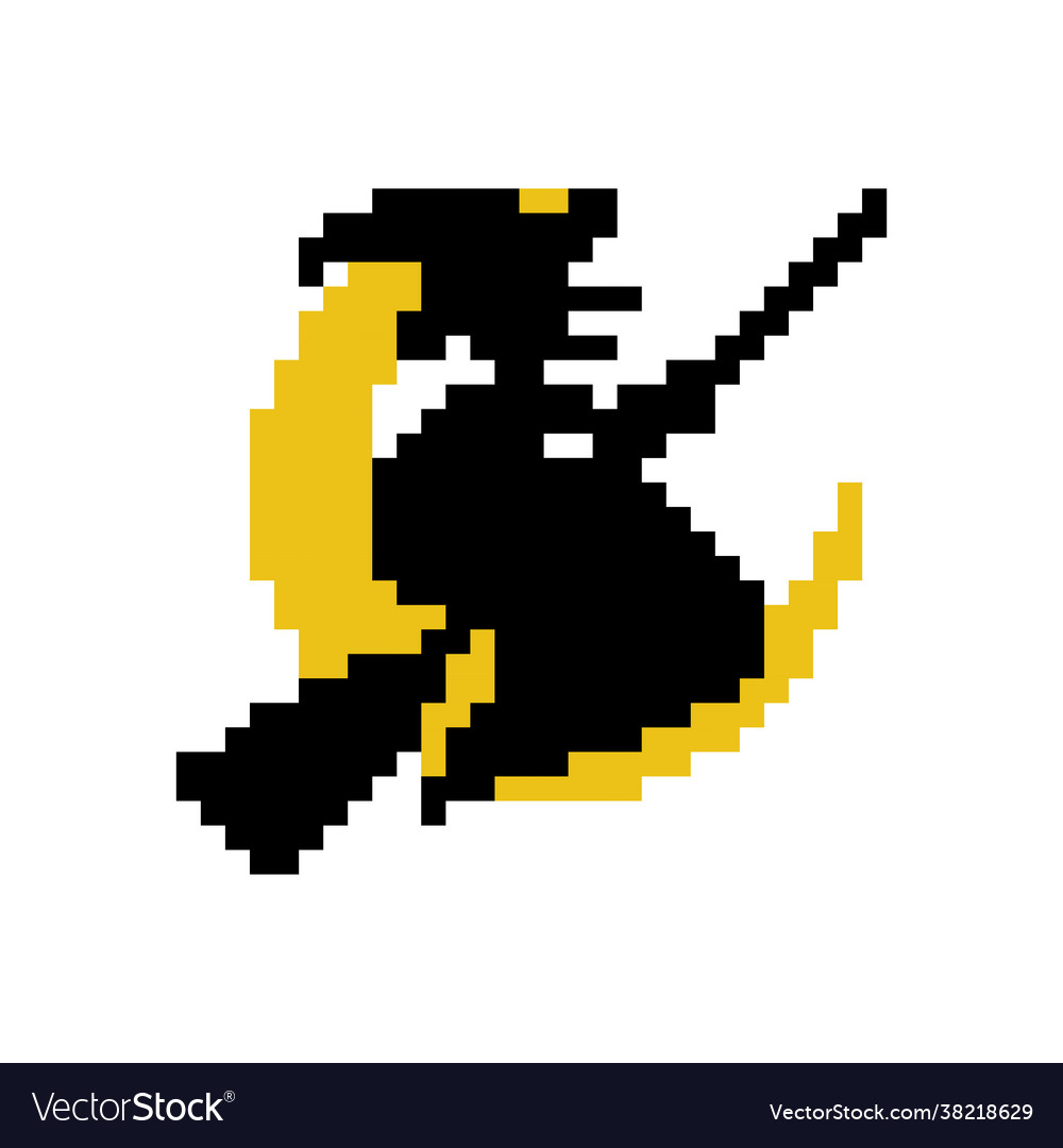 Pixel witch image for 8 bit game assets