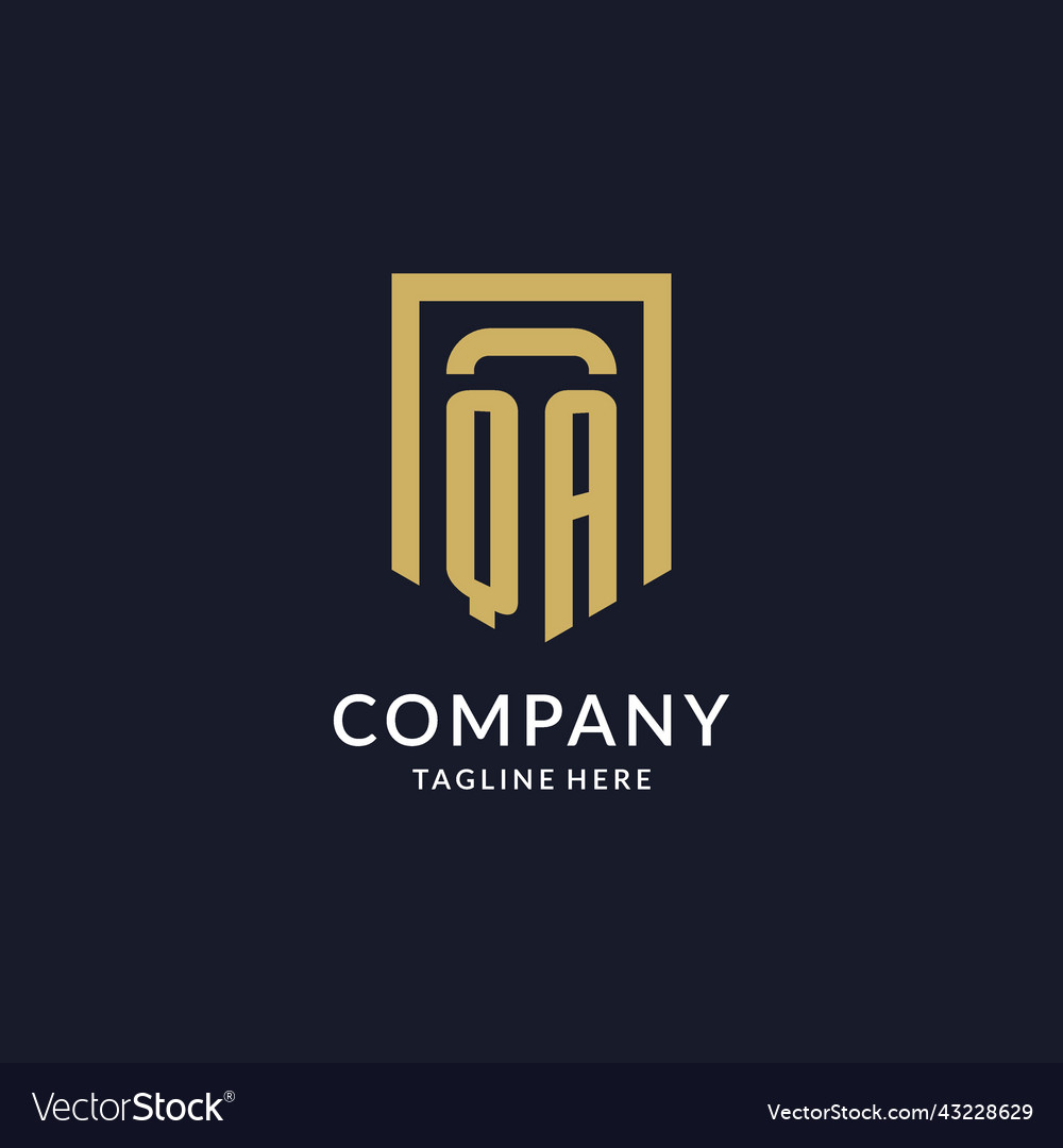 Qa logo initial with geometric shield shape