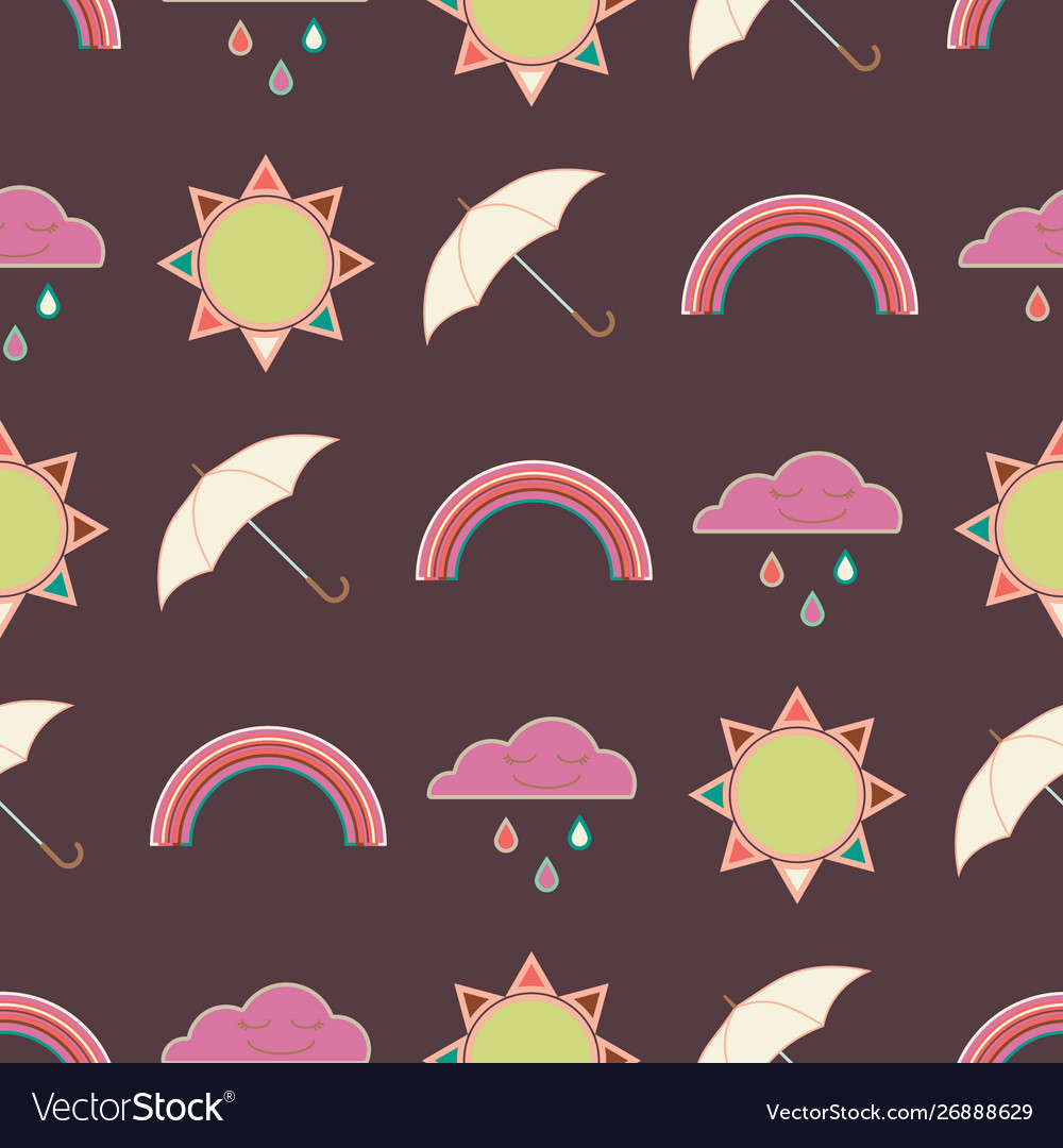 Repeat seamless pattern with clouds rain Vector Image Repeat seamless pattern with clouds rain