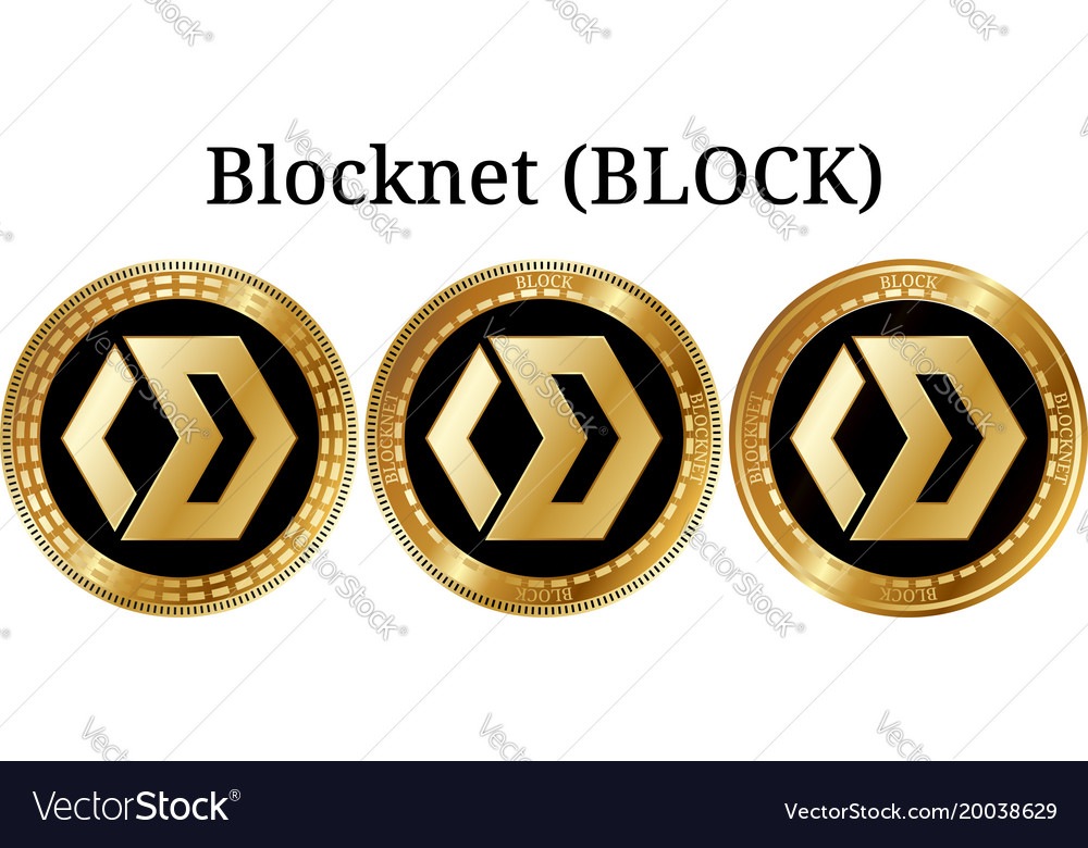 Set of physical golden coin blocknet block