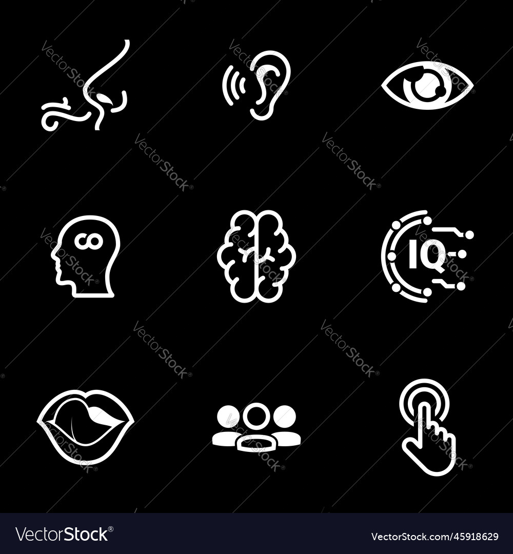 Set of simple icons on a theme sense organs man vector image Set of simple icons on a theme sense organs man