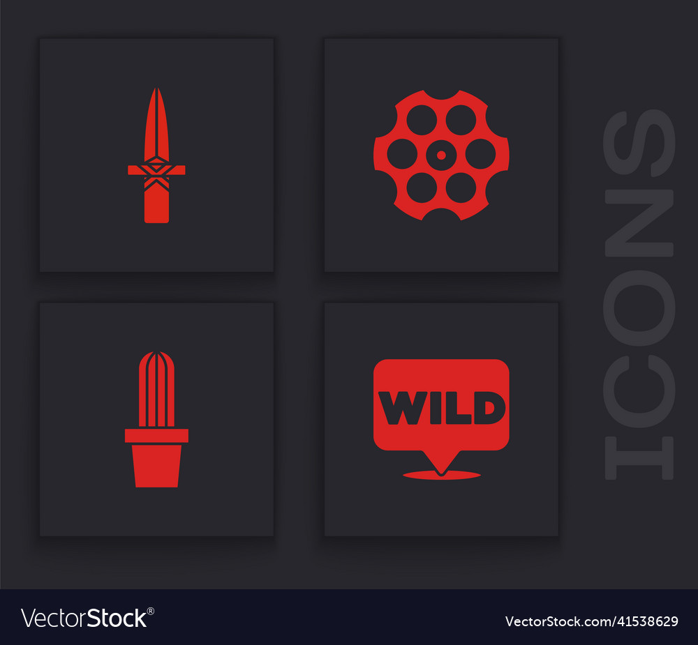 Set pointer to wild west dagger revolver vector image Set pointer to wild west dagger revolver