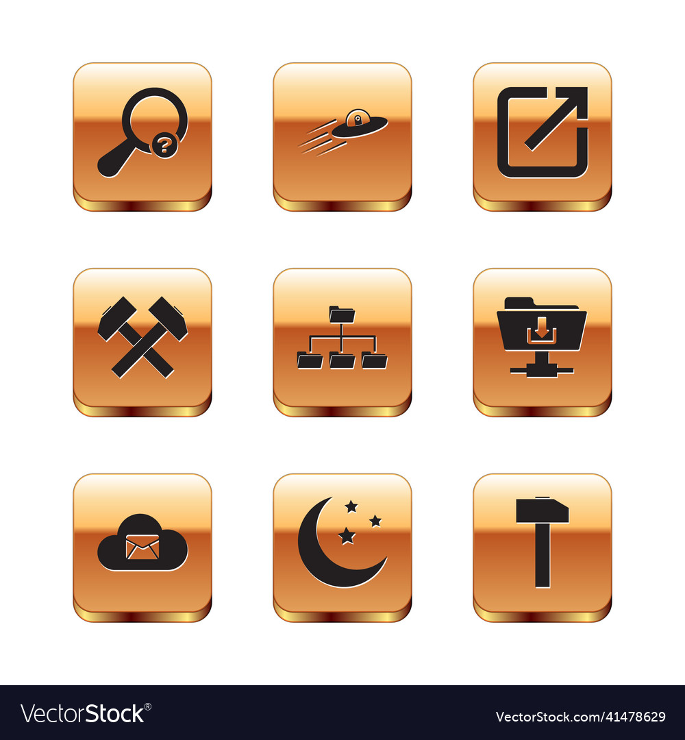 Set unknown search cloud mail server moon vector image Set unknown search cloud mail server moon