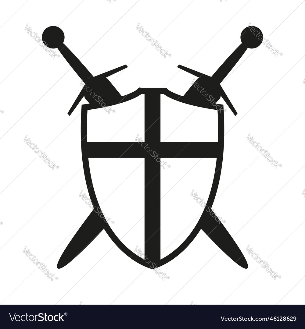 Two crossed swords colored outline icon Royalty Free Vector