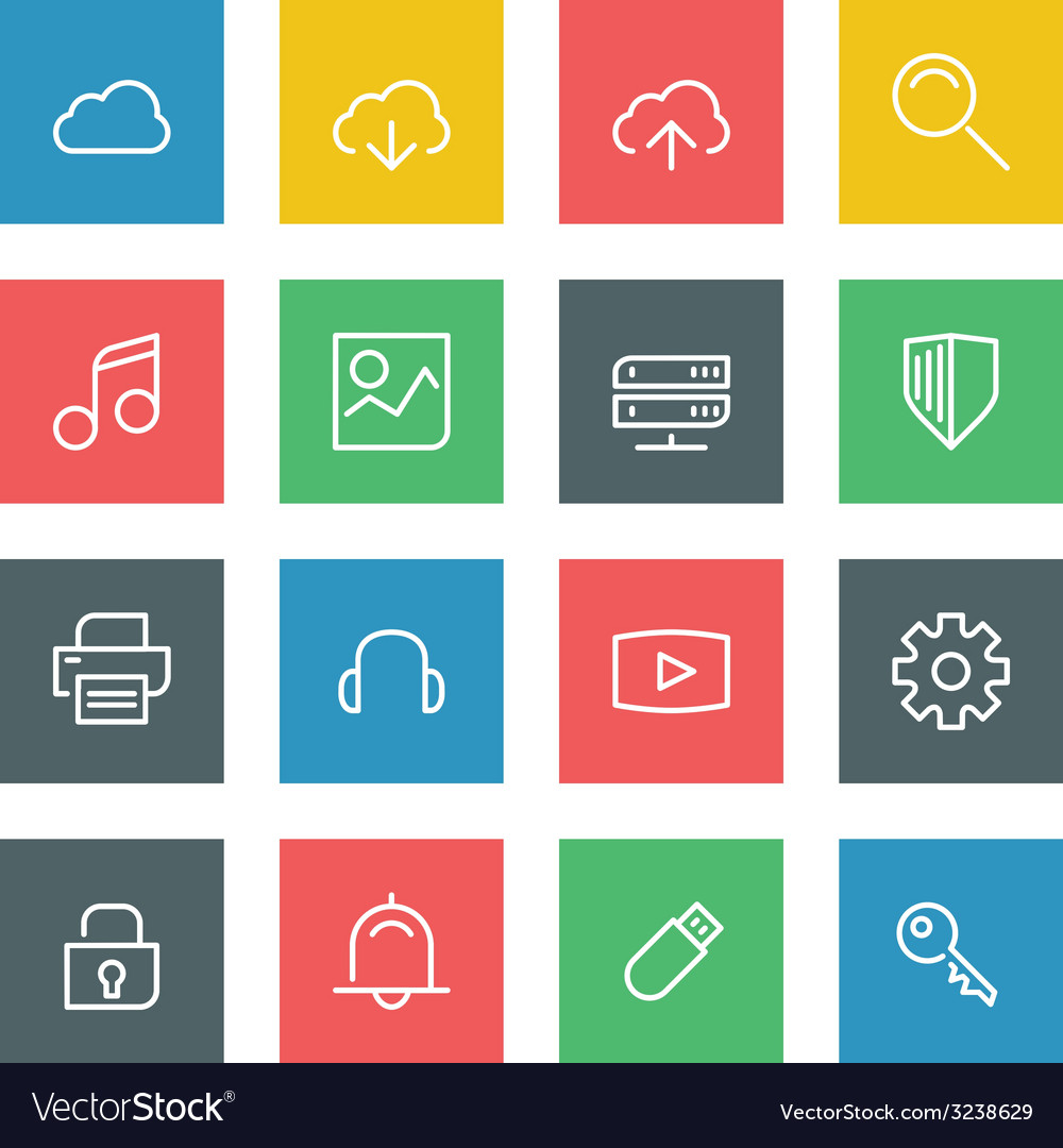 White thin line icons set for web and mobile