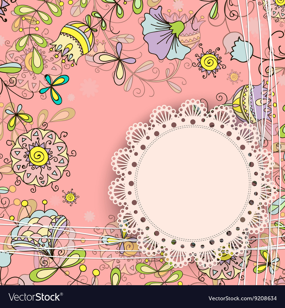 Karte mit einem floralen Design doodle Stil