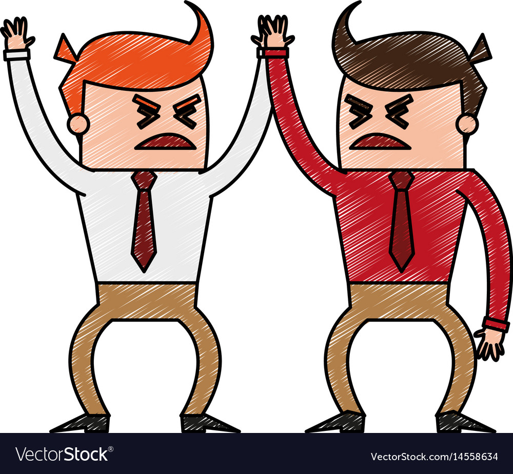 Color pencil image cartoon business men Royalty Free Vector