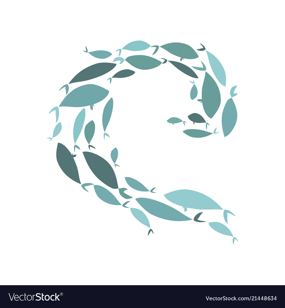 Colored silhouettes of groups sea fishes