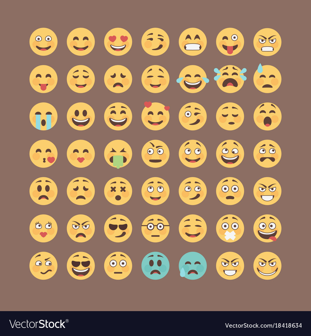 Colorful Emoticons Set - Smiley Faces