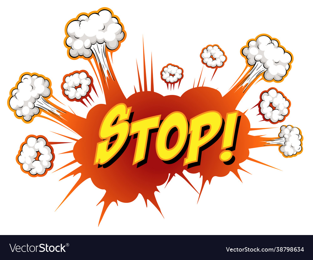 Comic speech bubble with stop text Royalty Free Vector Image