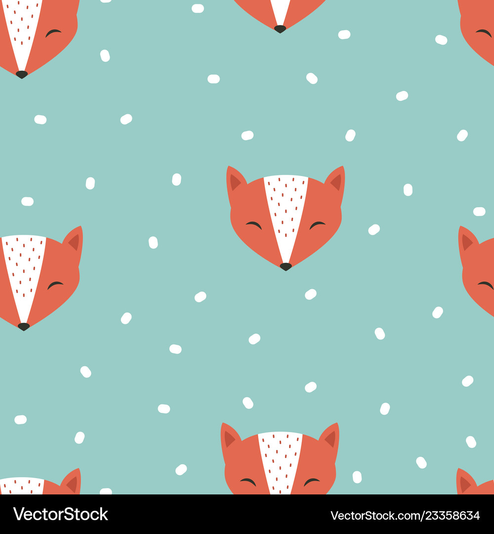 Cute foxes seamless pattern Royalty Free Vector Image