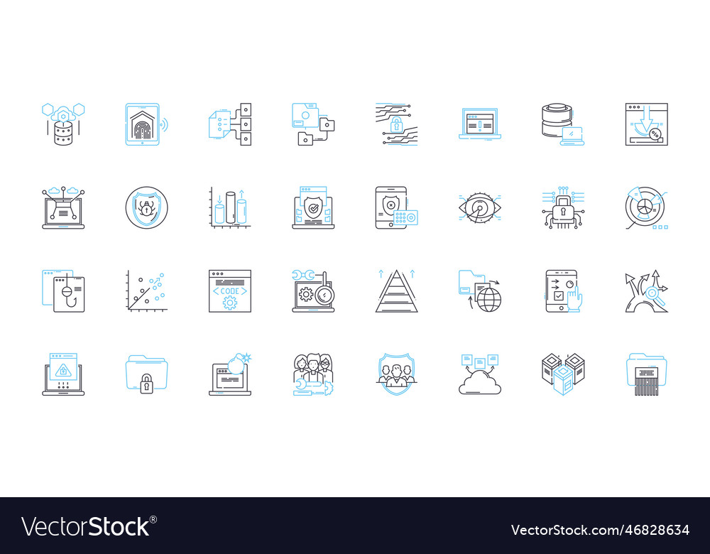 Data protection linear icons set encryption Vector Image Data protection linear icons set encryption